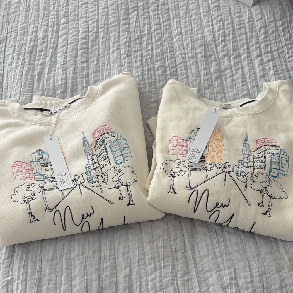 Jane and Delancey Cream Sweatshirts with New York Skyline